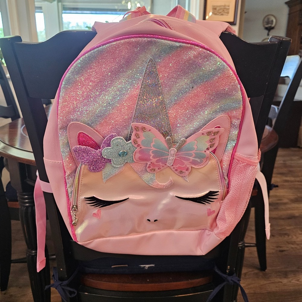 Miss Gwen's OMG Accessories Unicorn Butterfly Sparkle Girls Backpack Pink‎  15"